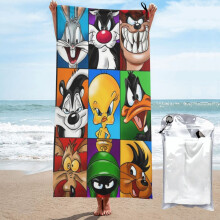 Looney Tunes Cartoon Schnelltrocknendes Badetuch aus Mikrofaser, Bade- und Strandtuch für den täglichen Gebrauch, 80 x 160 cm