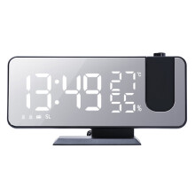 Réveil numérique à projection avec station météo, thermomètre intérieur/extérieur, chargeur USB, double réveil pour chambre à coucher