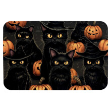 Tapis de bain en mousse à mémoire de forme motif chat d'Halloween 40 x 60 cm, antidérapant, séchage rapide, ultra-absorbant, lavable en machine -