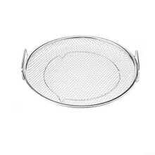 Stainless Steel Round Mesh Frying Basket with Handles for Oil Draining and Even Heat Cooking 22cm