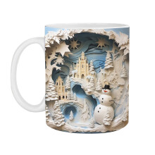 Giyblacko Weihnachtstasse mit 3D-Design, 325 ml Keramikbecher, niedlicher Kaffeebecher mit Weltraummotiv für Damen und Herren, perfektes