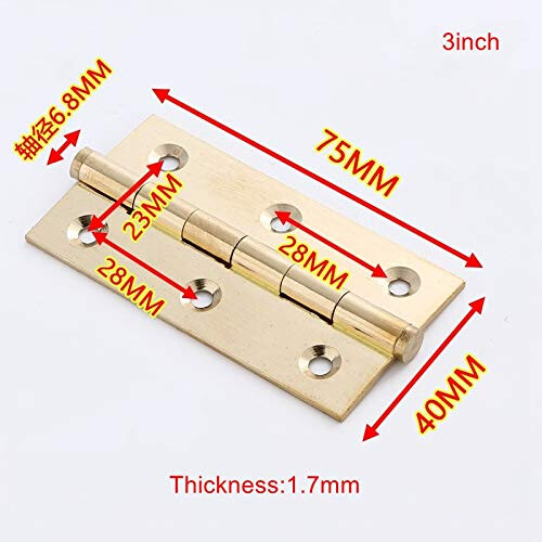 Solid Brass Cabinet Hinges 4 Pack 3 Inch Brushed Gold Finish for Kitchen Cupboards 1