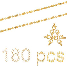 16Feet Beaded Pull Chain Brass Ball Bead Chains Jewelry Making Kits Golden
