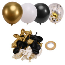 Ballons noirs et dorés, 67 pièces, 30 cm (12 pouces), ballons confettis noirs, blancs et dorés pour anniversaire, mariage, Nouvel An