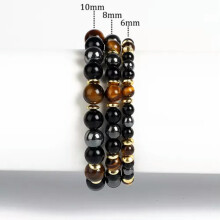 RSAMD Kolmoissuojainen Luonnonvärinen Tiikerinsilmähelmirannekoru Miehille Naisille 6/8/10MM-10MM