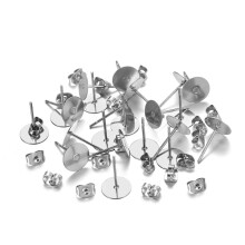 ADVEN Ohrstecker-Rohling aus Edelstahl, 8 mm, für individuelle Ohrstecker-Verzierungen, ideal zum Selbermachen von Schmuck.
