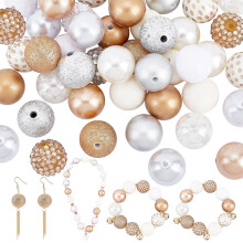 50 Stück 20 mm große, goldene und silberne Acrylperlen, Strassperlen, lose Perlen für Schmuck, Girlanden, Weihnachts- und Hochzeitsdekoration