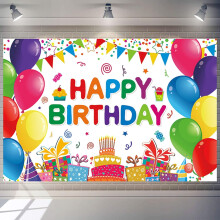 Geburtstagsbanner (213 x 152 cm), bunte Luftballons, ideal für Kindergeburtstage, passend zu Kindergeschenken und Kuchendekoration