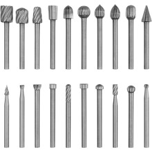 20pcs HSS Rotary Burrs 3mm Shank High Speed Rotary Burrs Steel Woodworking Milling Cutters for Milling, Carving, Polishing on Wood, Stone, Metal
