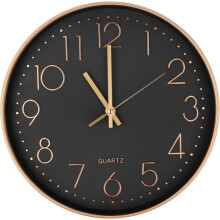 Modern silent quartz wall clock 30 cm, oversized numbers round wall