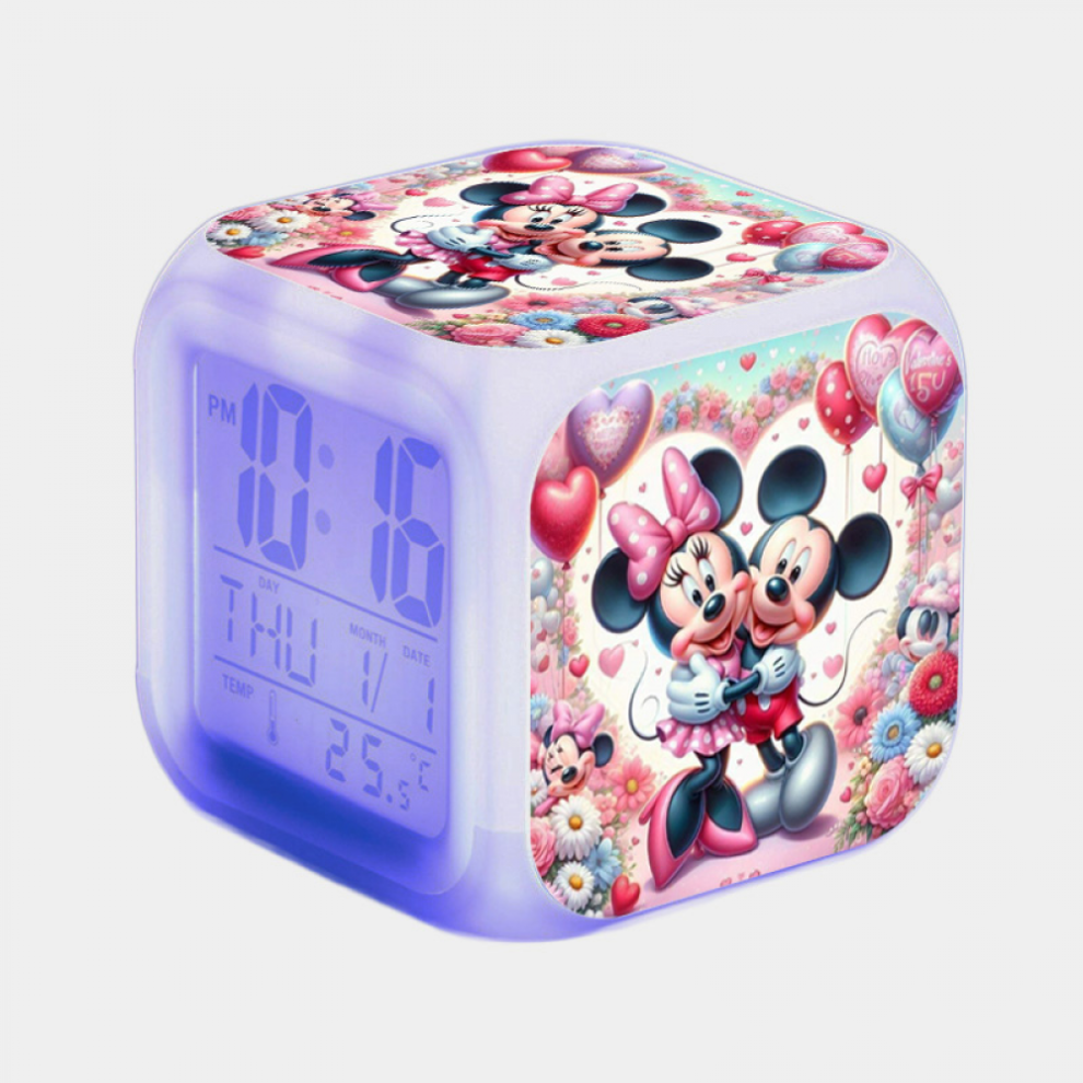 Hanntaoo Digital Alarm Clock For Kids, Mickey Mouse Pattern, 7 Color Led, Thermometer, Night Gift For Boys Girls A93-085 Htnl#085 Light