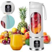 Portable Blender with 8 Blades, 450mL USB Rechargeable Smoothie Maker with LCD Battery Display