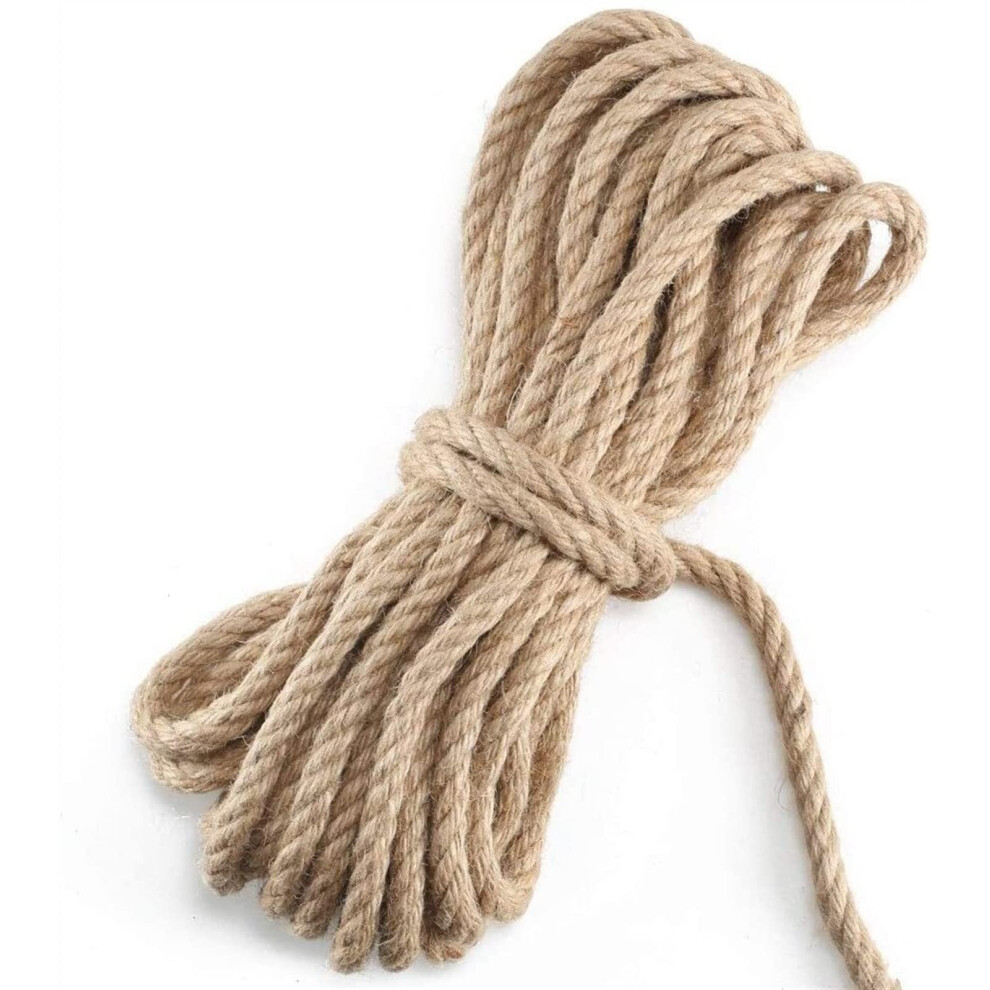 10Mm Thick Hemp Rope Natural Jute Cord Strength Weatherresistant For Crafts Gardening 10M 9164114672438