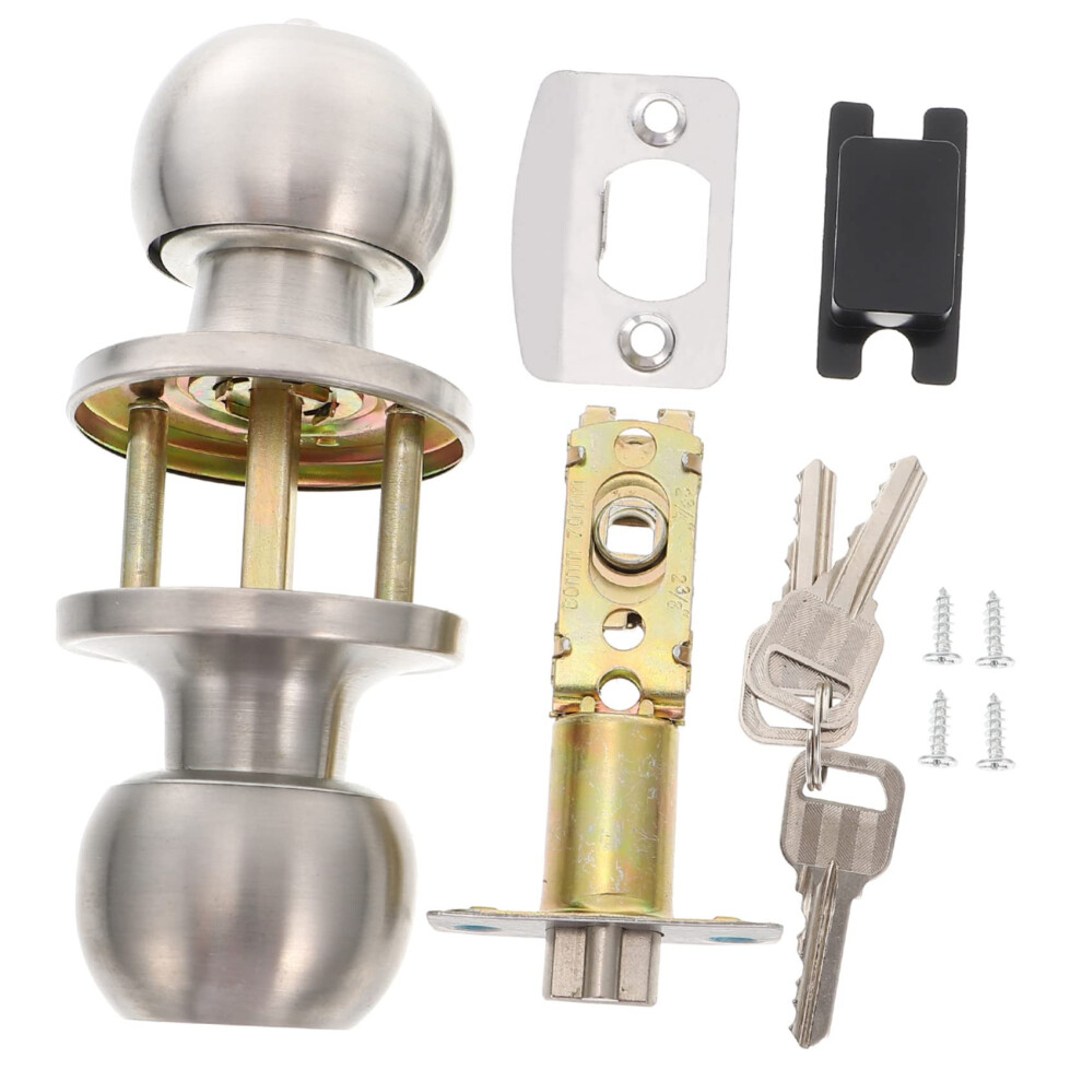 Door Knob Set With Front Door Handle, Brushed Steel, Enhanced Security, Interior And Exterior Use 9164114672834