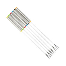 6pcs Stainless Steel Fondue Forks with HeatResistant MultiColor Handles for Cheese, BBQ, Camping