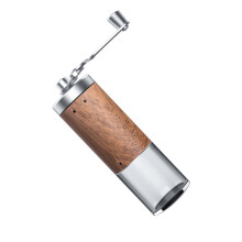 Manual Coffee Grinder with Ceramic Burr, Wooden Body and Foldable Handle for Travel Camping Home