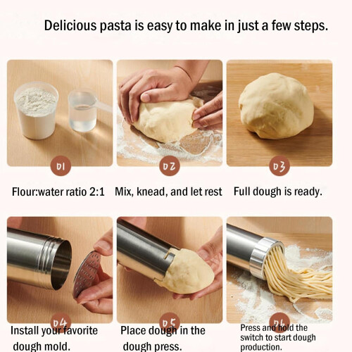Electric Pasta Maker 40W Cordless with 5 Discs, Automatic Noodle Maker for Home Use 1