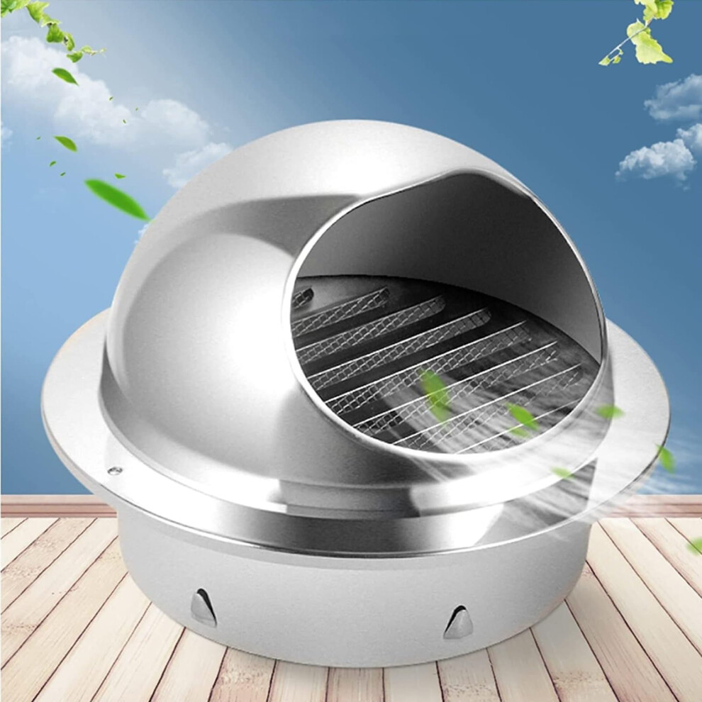 304 Stainless Steel Wall Vent Cover, Weatherproof Outdoor Exhaust With Rain Block Louver, 90Mm 9113335064409