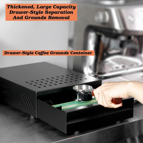 Espresso Knock Box Drawer Style Coffee Grounds Container 1.2L UnderMachine Noise Reduction 1
