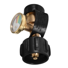 Propane Tank Adapter with Pressure Gauge, Durable Brass Refill Connector for Grill, Stove and Heater