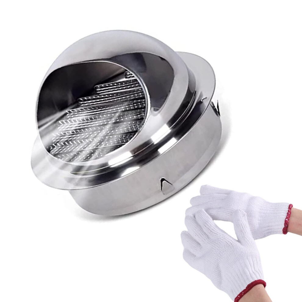 304 Stainless Steel Wall Vent With Weatherproof Louver And Mesh Screen For Dryer Exhaust 110Mm 9174973020677