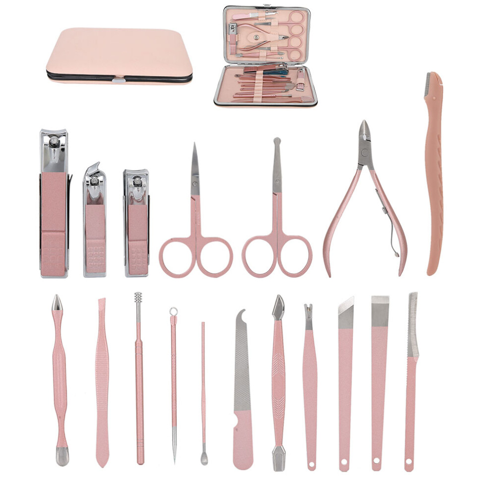Rose Gold 18pcs Nail Clippers Set Stainless Steel Nail Art & Cuticle Kit