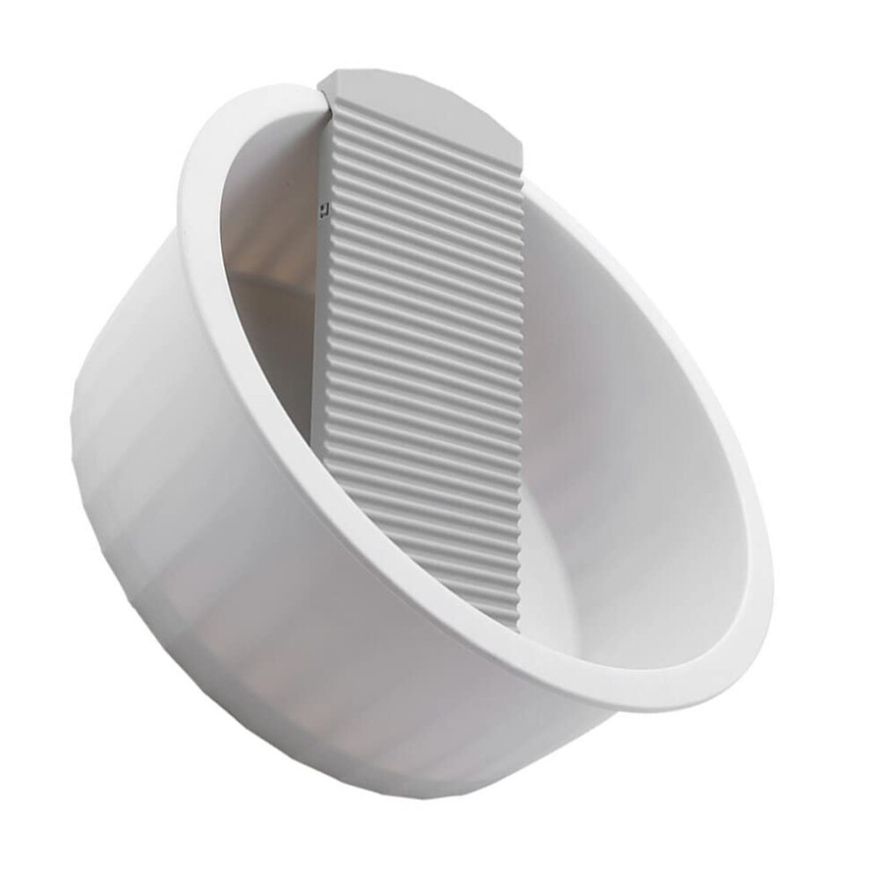 Plastic Wash Basin with Washboard for Hand Washing Clothes, Compact Laundry Tub for Baby Garments