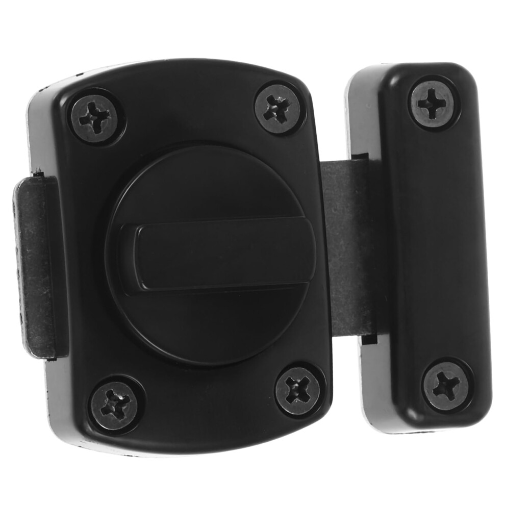Door Security Latch With Sliding Bolt Lock, No Drill French Door Antitheft Rotating Design, Black 9113335062214
