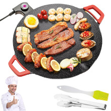 Electric Indoor Grill Pan, Smokeless NonStick Korean BBQ Grill with 5 Temp Settings, 15.7 Inch