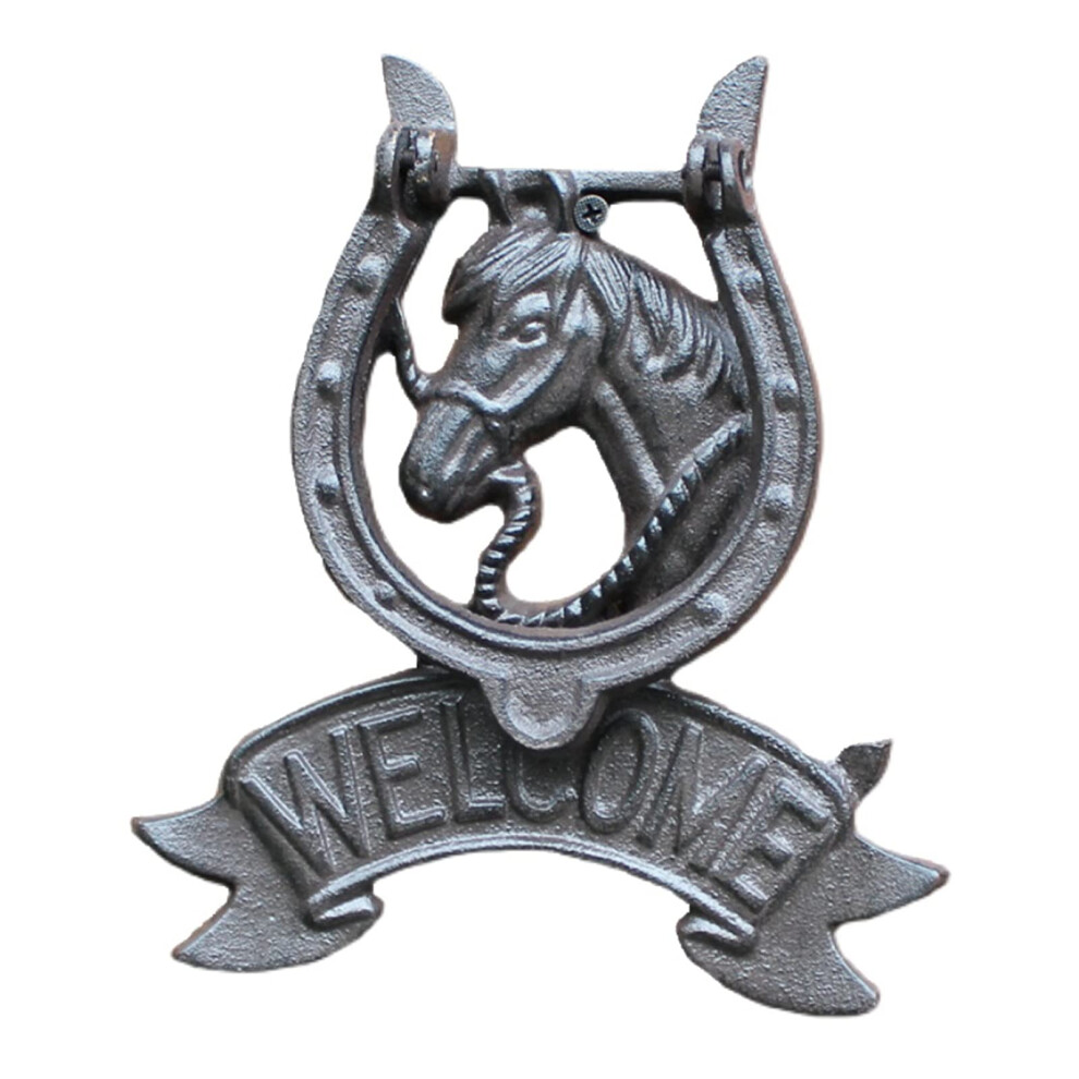 Barn Door Handle With Rustic Horse Door Knocker, Vintage Weatherproof Wrought Iron For Farmhouse 9164114674890