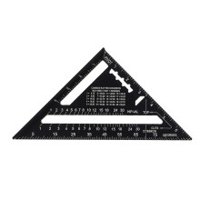 Uanit 7 Inch Triangle Ruler, Black Aluminum Alloy Rafter Square Protractor, High Precision Layout Measuring Tool for Engineer Carpenter