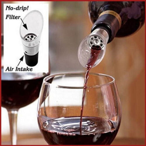 Double Hinged Corkscrew Red Wine Opener Air Aerator Magic Decanter Pourer Filter