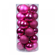Pretty Comy Pink Plastic Shatterproof Christmas Ball Ornaments, 24 Count (1.2")