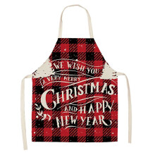 Tablier de cuisine de Noël à carreaux Buffalo avec élans et flocons de neige, tablier ajustable pour la cuisine et la pâtisserie de Noël