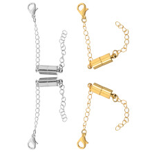 Lot de 4 rallonges magnétiques en cuivre pour la fabrication de bijoux (fermoirs de colliers avec chaînes d'extension)