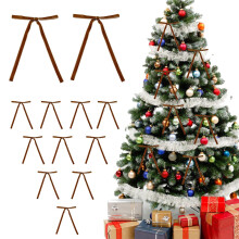 Cailmei 12Pc Velvet Christmas Tree Bow Decoration Wreath Bow Decoration Coffee Free Size
