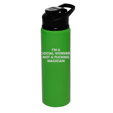 25oz vattenflaska sportmugg resemugg gåva jag är socialarbetare inte trollkarl rolig (skogsgrön)