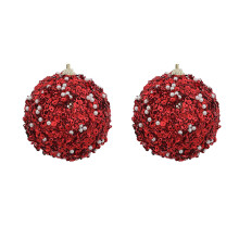 Lot de 2 boules de Noël en mousse à paillettes de 8 cm (3,15 po), incassables, pour sapin, mariage, fête et décorations de Noël.