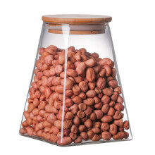 350-ml-Glasbehälter für Müsli, Süßigkeiten, Vollkornprodukte, Teeblätter, Holz, Bambus