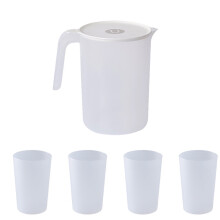 Grande caraffa con manici resistenti al calore per acqua calda o fredda, brocca per bevande, bollitore per tè, 2000 ml con 4 tazze, bianca