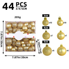 Set di 44 palline colorate in plastica galvanizzata da 3/4/5 cm per decorazioni natalizie, compatibili con i ciondoli per albero di Natale WJSXC.
