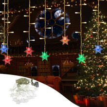 Guirlande lumineuse LED flocons de neige, 3,5 m, 80 LED multicolores, alimentation USB, idéale pour la décoration de la maison, de l'église, des