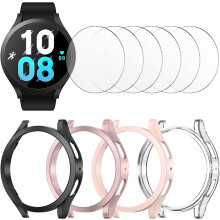 [4+6] Paket för kompatibel med Samsung Galaxy Watchung Galaxy Watch4 44mm Skärmskyddsfodral, 4-PACK Hårt PC-fodral Skyddande Stötfångarskal