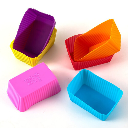 6 st silikon rektangulär tårtform mjuk muffin cupcake liner bakform 2