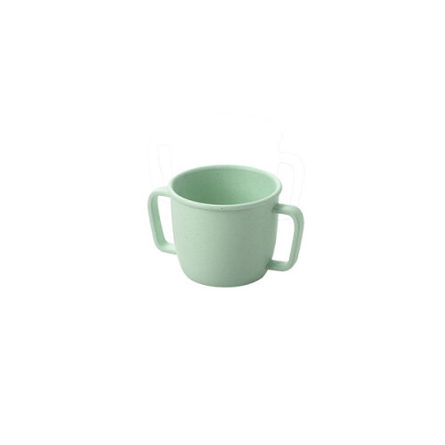 Two-handled mug in solid color drinking cup Milk coffee cup, Practical and popular Green 2
