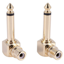 2-PACK RCA Female to 1/4 inch Male Plug Angle Audio Adapter,gold