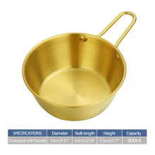 Yonrjhukm Cooking Snack Seasoning Bowl with Handle, Golden Rice Bowl, Hot and Cold Wine Bowl, Stainless Steel Rice Wine Bowl