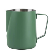 Milk Frothing Pitcher 350ml Green Stainless Steel Latte Art Jug with Ergonomic Grip for Cappuccino