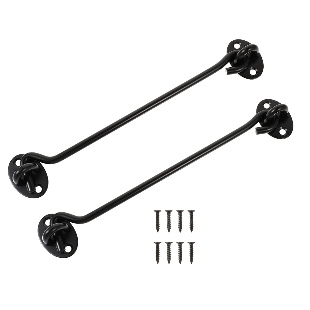 Black Stainless Steel Door Hook And Eye Latch Set, 8 Inch Rustresistant For Barn And Cabin Doors 9113335062801