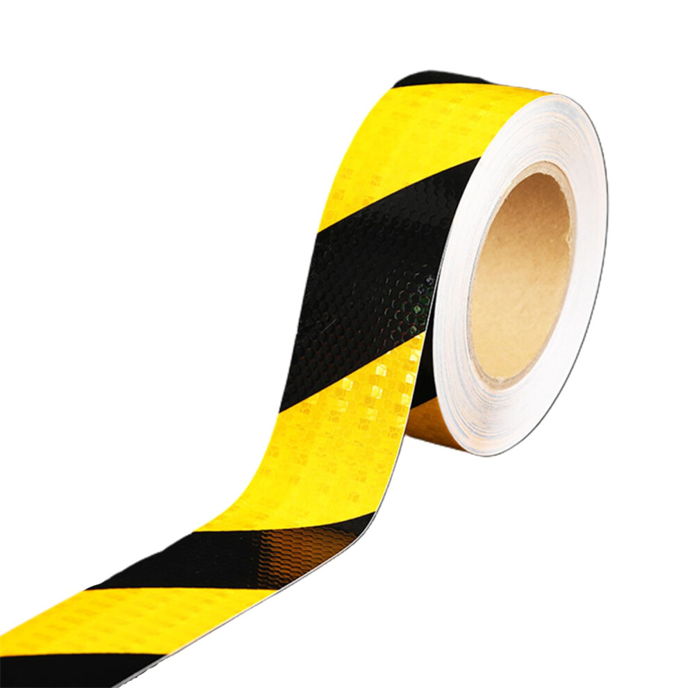 Reflective Safety Tape Roll 7.9In X 82Ft Visibility Weather Resistant For Vehicles Yellow/Black 9164114675576